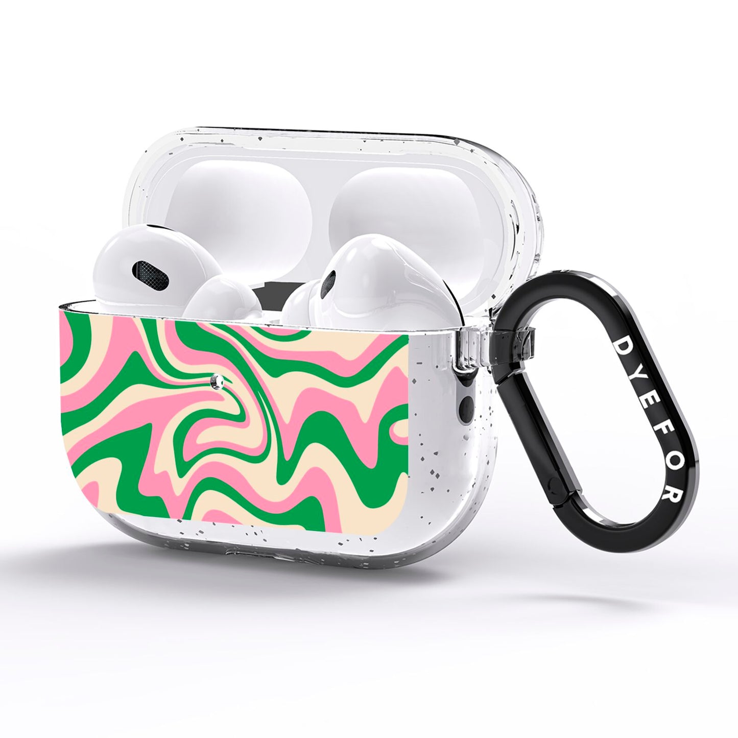 Pink And Green Swirl AirPods Pro Glitter Case Side Image