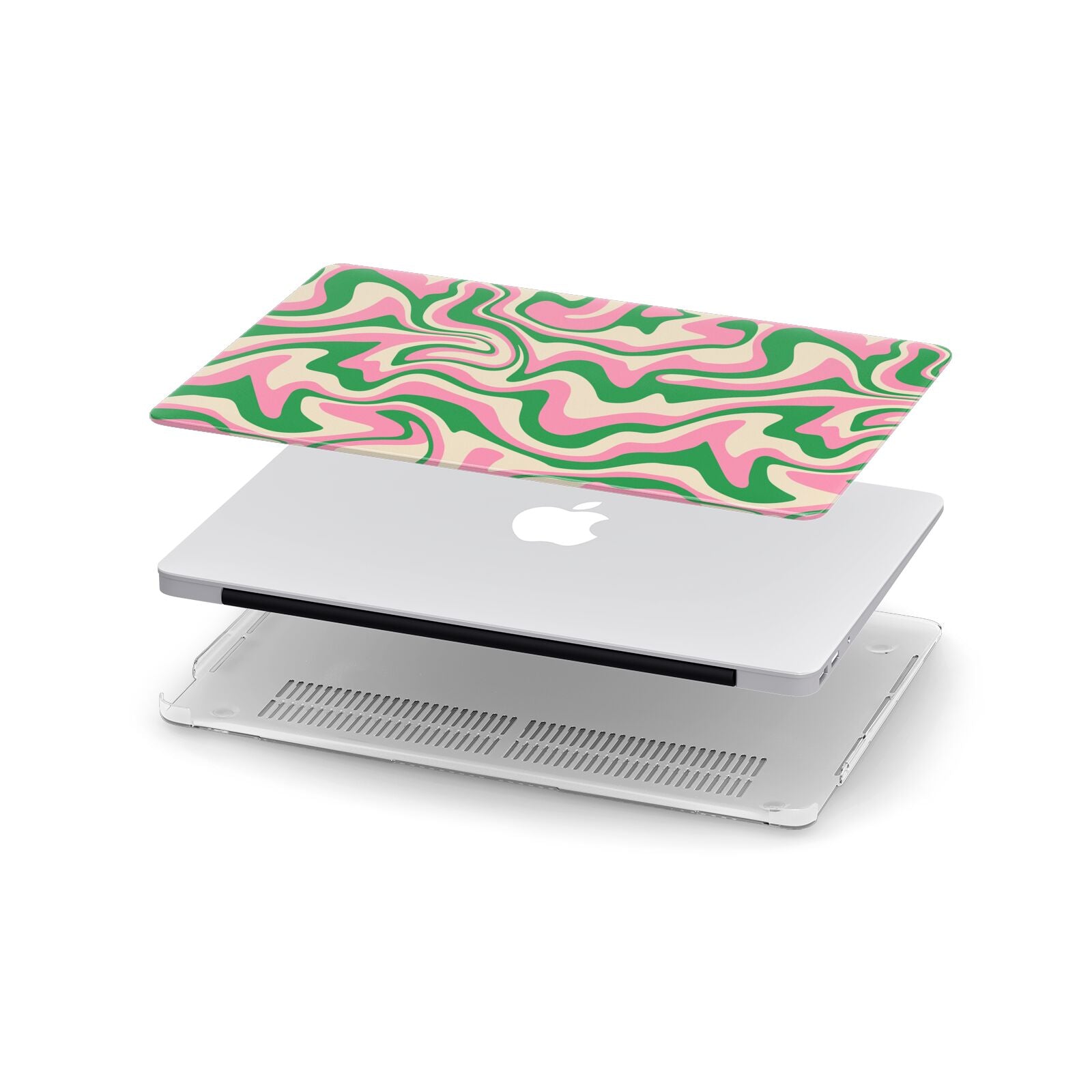 Pink And Green Swirl Apple MacBook Case in Detail