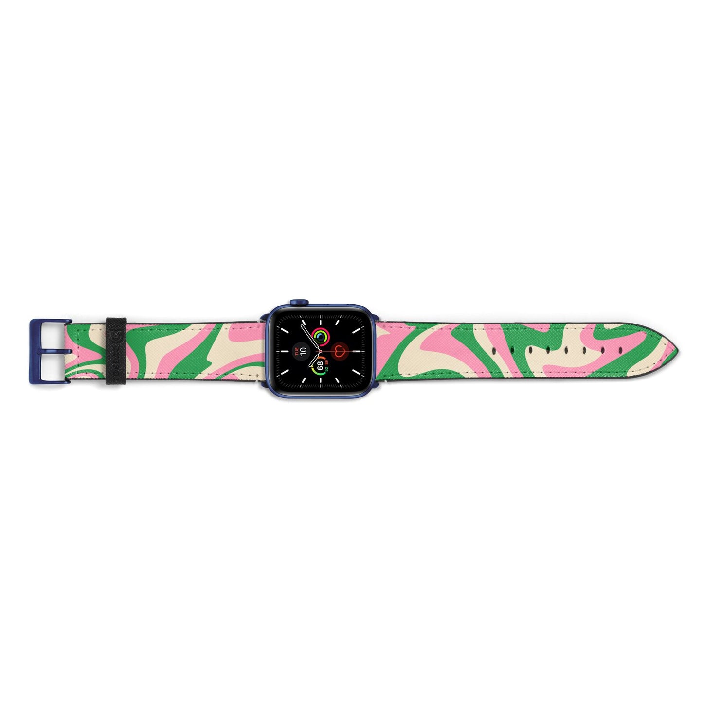 Pink And Green Swirl Apple Watch Strap Landscape Image Blue Hardware