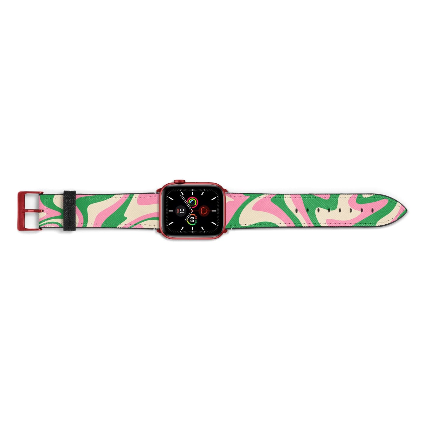 Pink And Green Swirl Apple Watch Strap Landscape Image Red Hardware