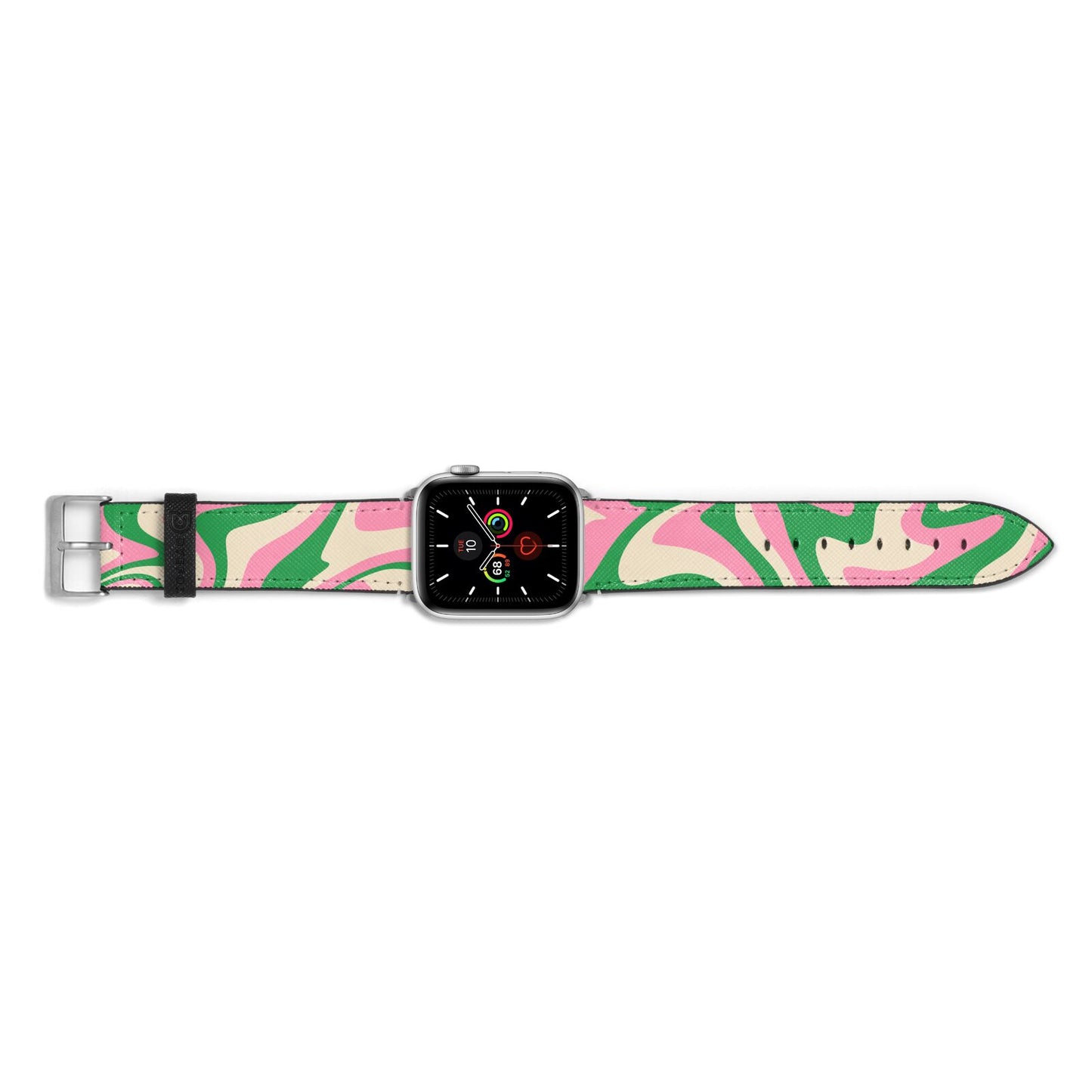 Pink And Green Swirl Apple Watch Strap Landscape Image Silver Hardware