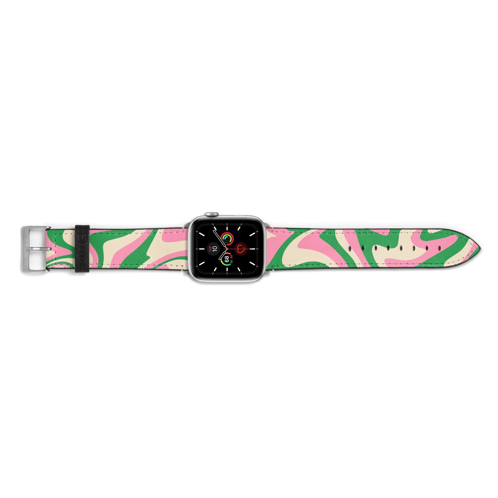 Pink And Green Swirl Apple Watch Strap Landscape Image Silver Hardware