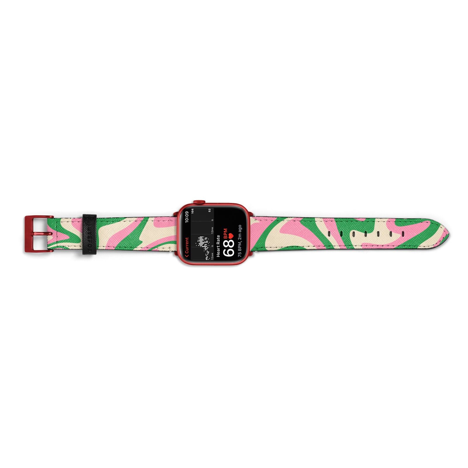 Pink And Green Swirl Apple Watch Strap Size 38mm Landscape Image Red Hardware