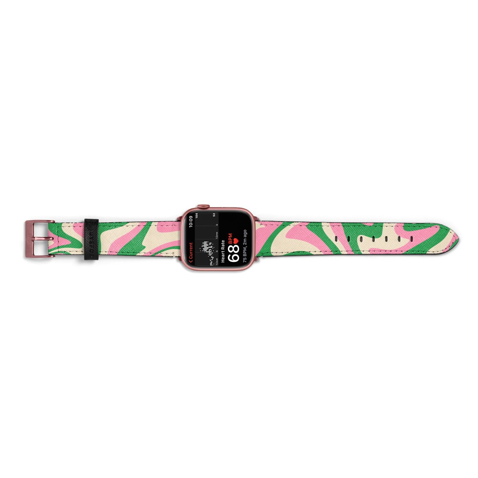 Pink And Green Swirl Apple Watch Strap Size 38mm Landscape Image Rose Gold Hardware