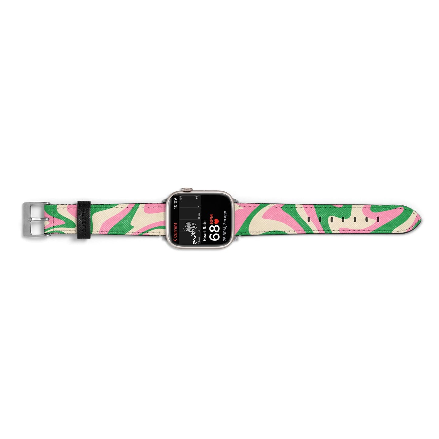 Pink And Green Swirl Apple Watch Strap Size 38mm Landscape Image Silver Hardware