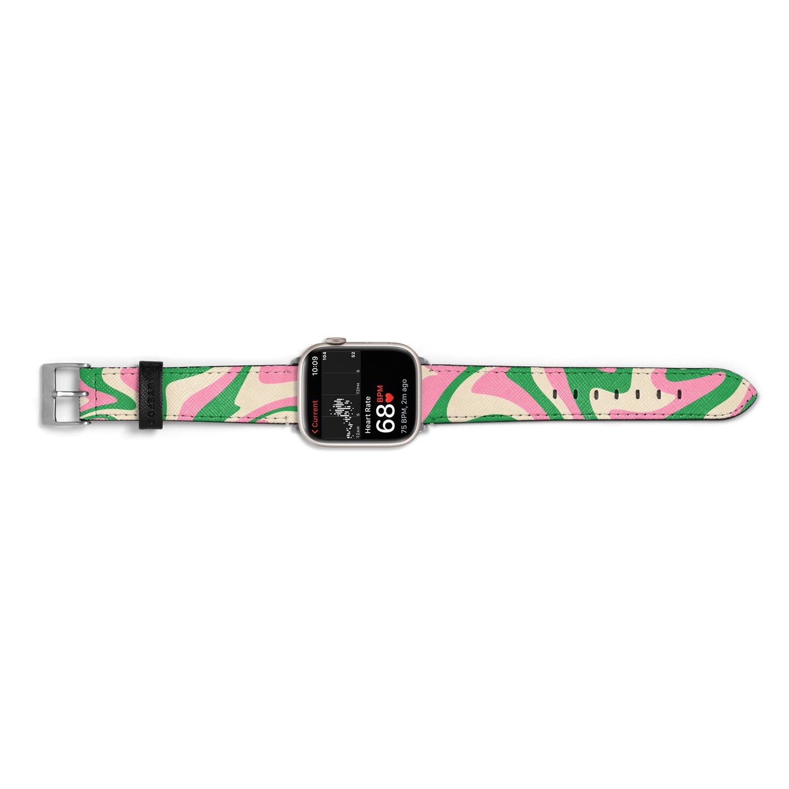 Pink And Green Swirl Apple Watch Strap Size 38mm Landscape Image Silver Hardware