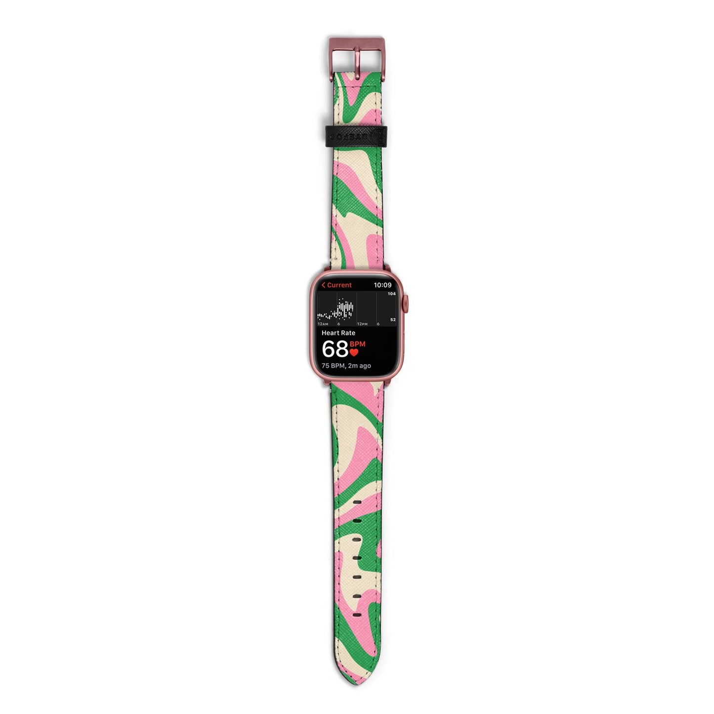 Pink And Green Swirl Apple Watch Strap Size 38mm with Rose Gold Hardware