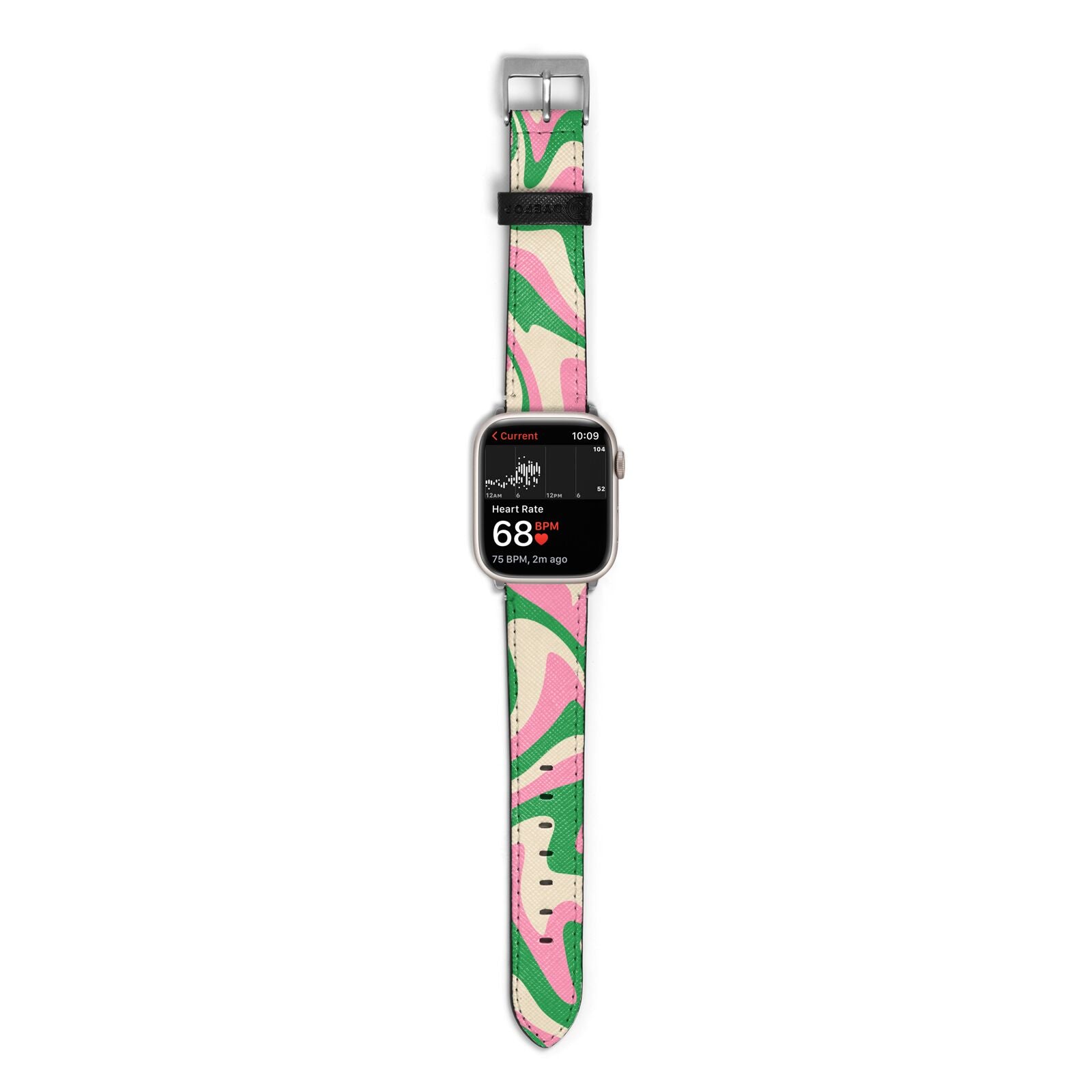 Pink And Green Swirl Apple Watch Strap Size 38mm with Silver Hardware