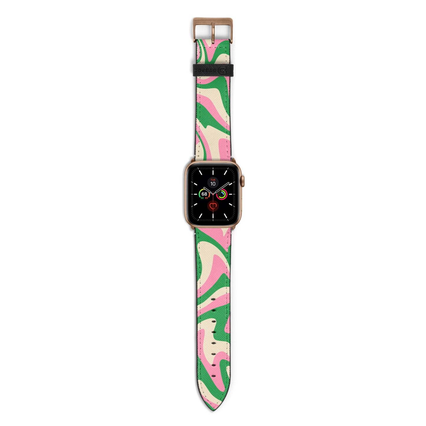 Pink And Green Swirl Apple Watch Strap with Gold Hardware