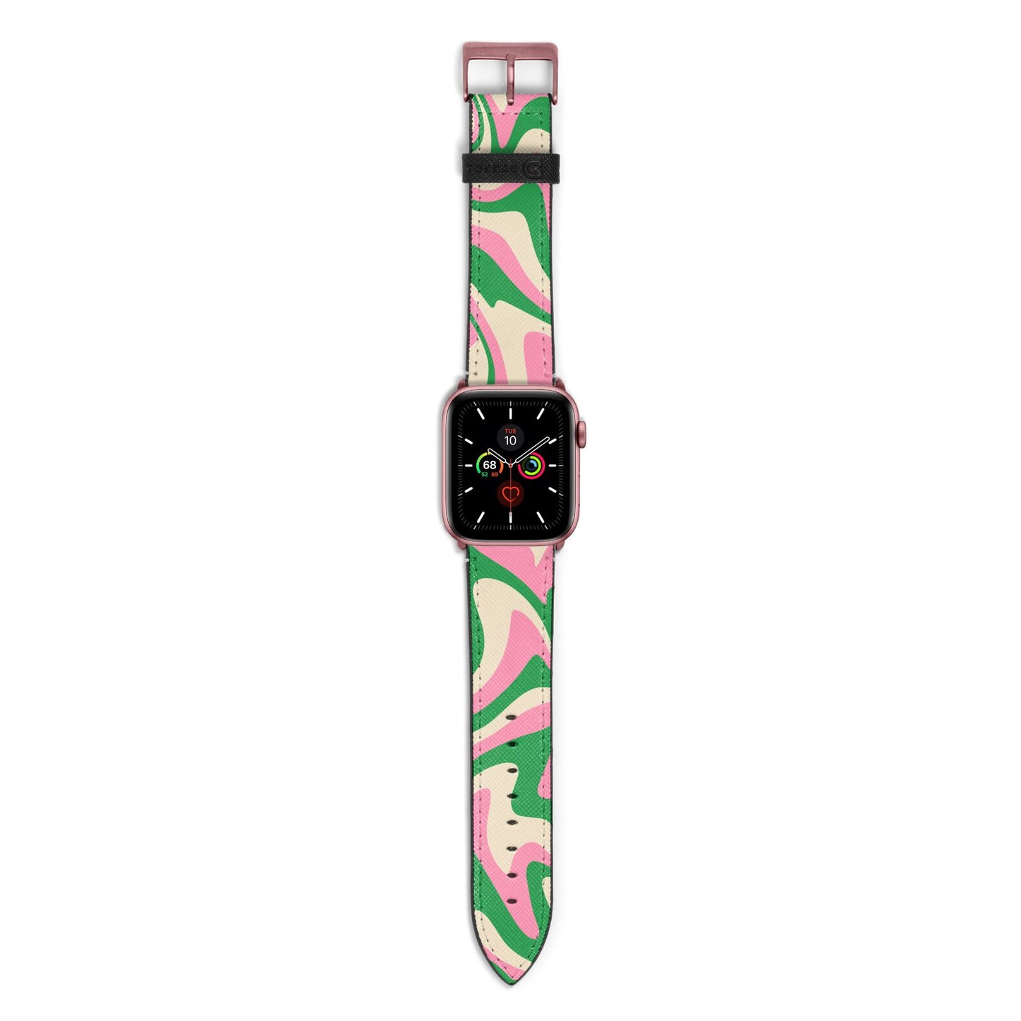 Pink And Green Swirl Apple Watch Strap with Rose Gold Hardware