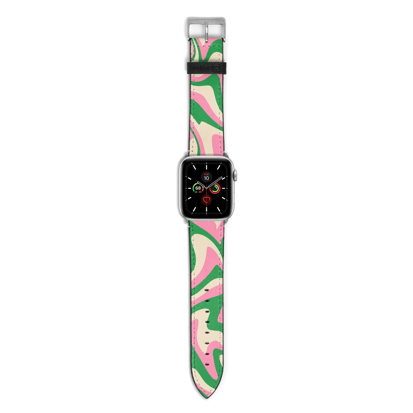 Pink And Green Swirl Apple Watch Strap with Silver Hardware