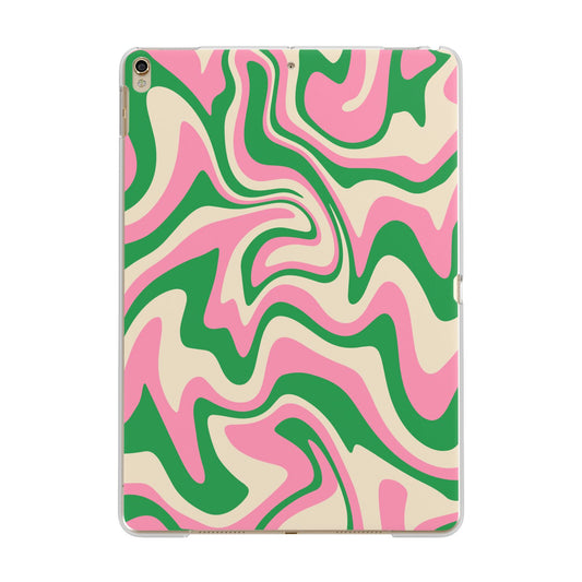 Pink And Green Swirl Apple iPad Gold Case