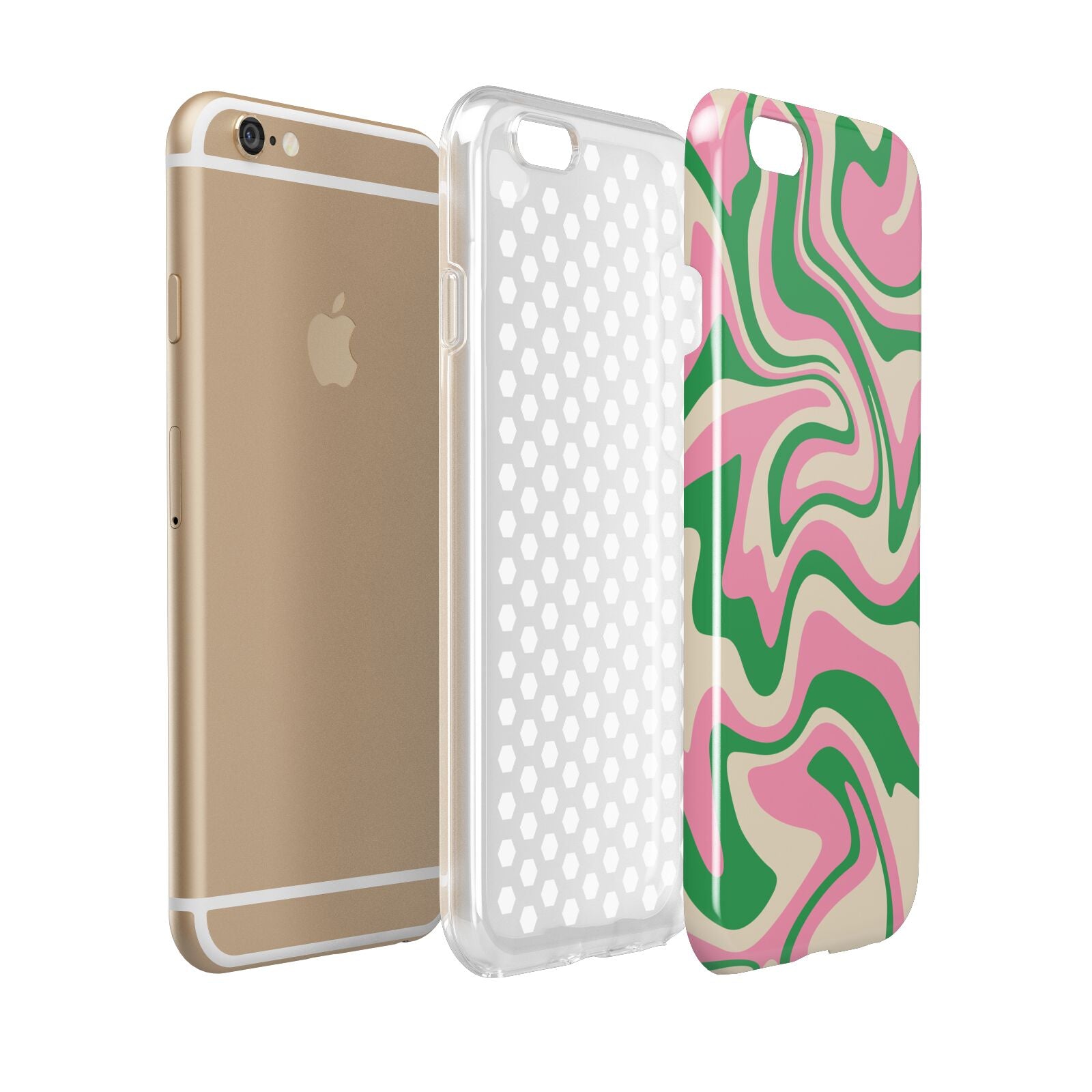 Pink And Green Swirl Apple iPhone 6 3D Tough Case Expanded view