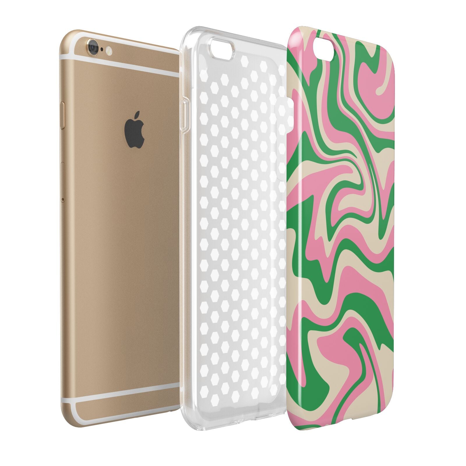 Pink And Green Swirl Apple iPhone 6 Plus 3D Tough Case Expand Detail Image