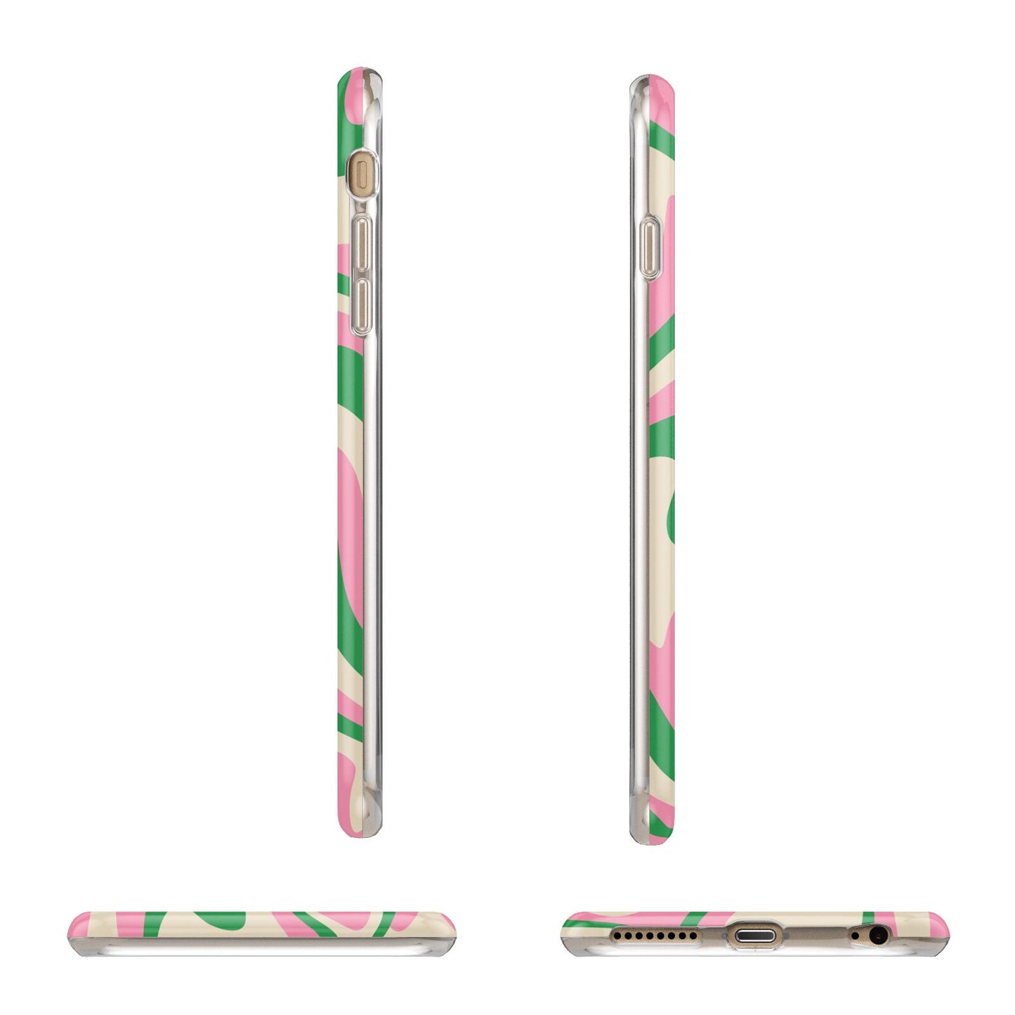 Pink And Green Swirl Apple iPhone 6 Plus 3D Wrap Tough Case Alternative Image Angles