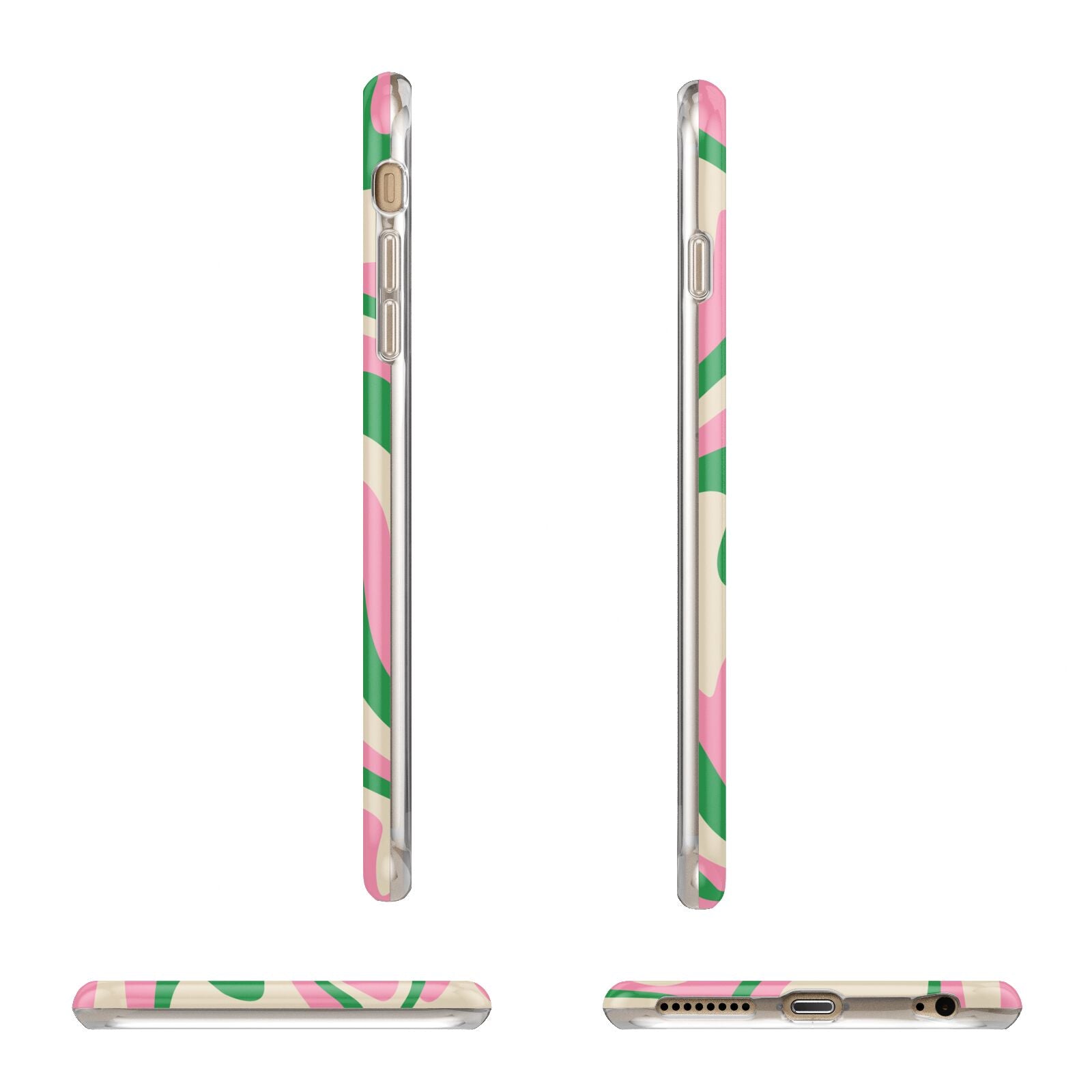 Pink And Green Swirl Apple iPhone 6 Plus 3D Wrap Tough Case Alternative Image Angles