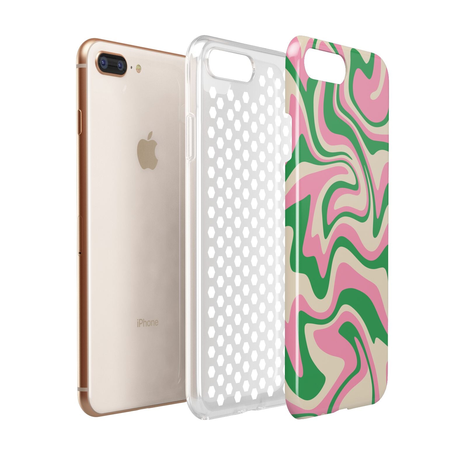 Pink And Green Swirl Apple iPhone 7 8 Plus 3D Tough Case Expanded View