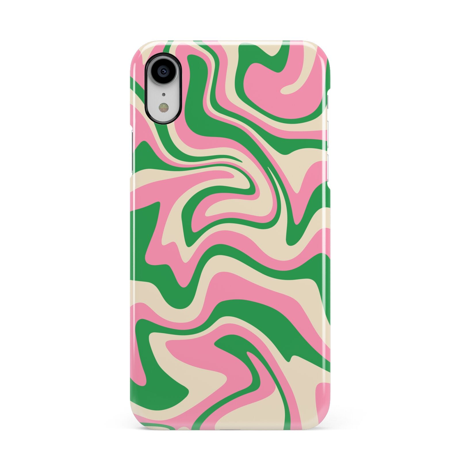 Pink And Green Swirl Apple iPhone XR White 3D Snap Case