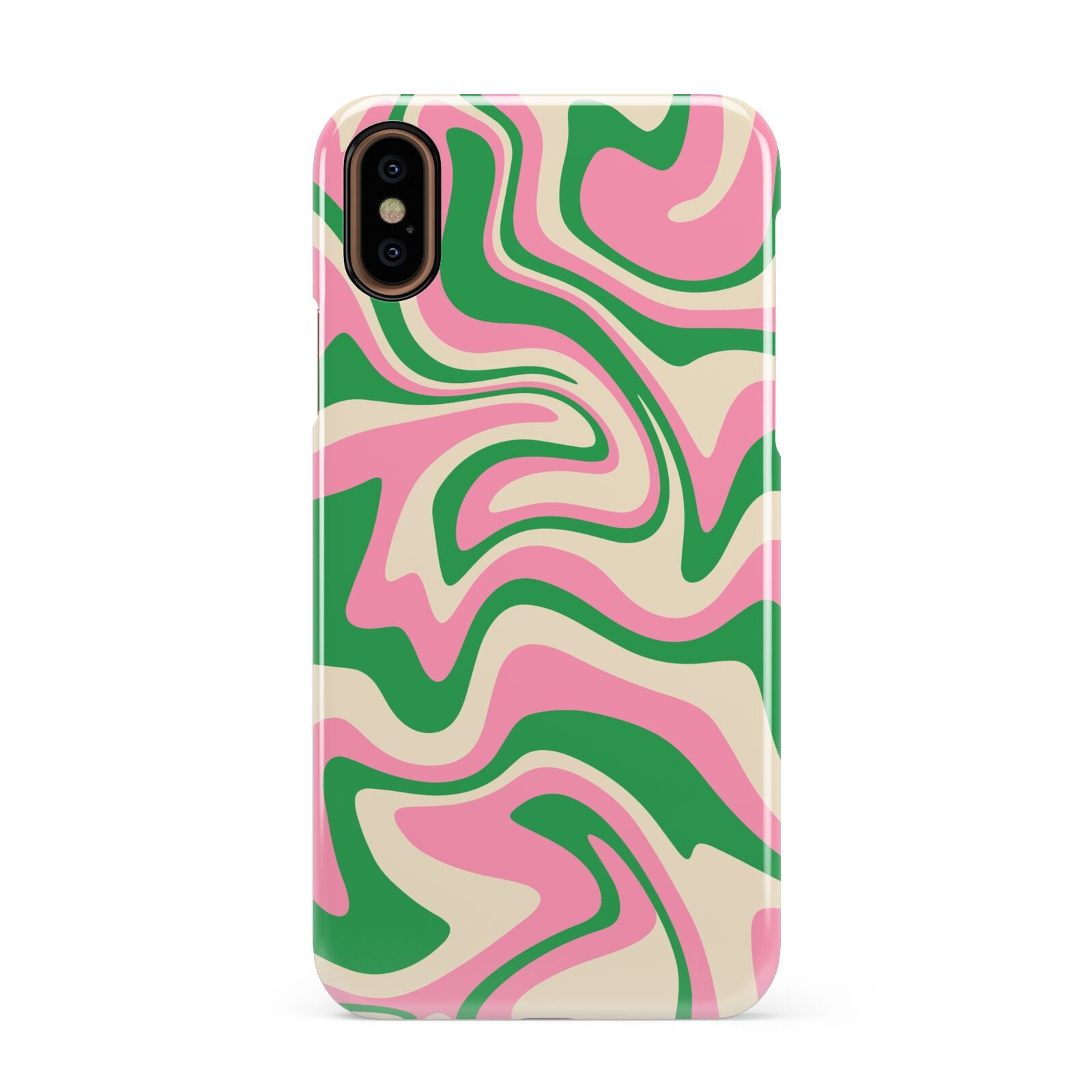 Pink And Green Swirl Apple iPhone XS 3D Snap Case