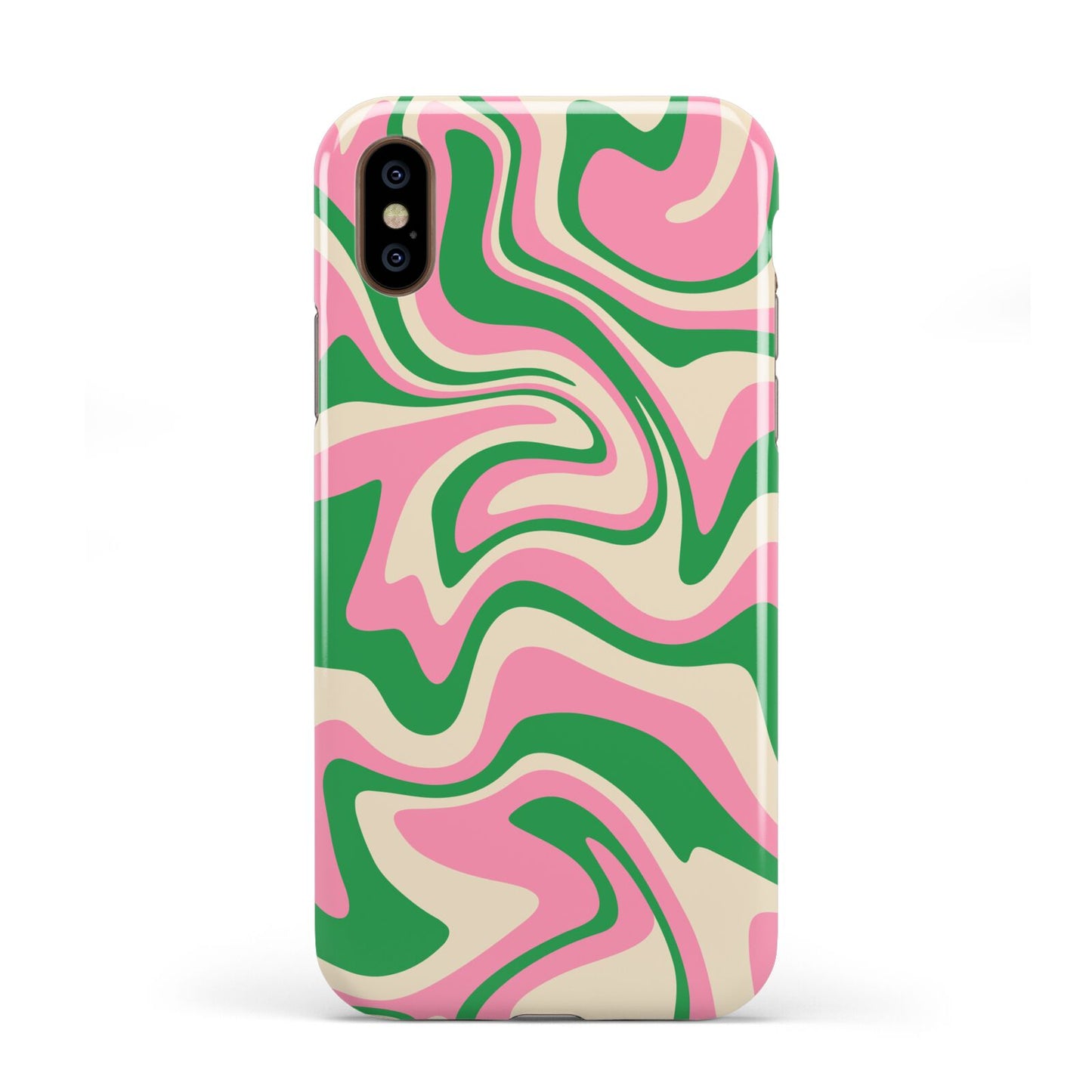 Pink And Green Swirl Apple iPhone XS 3D Tough