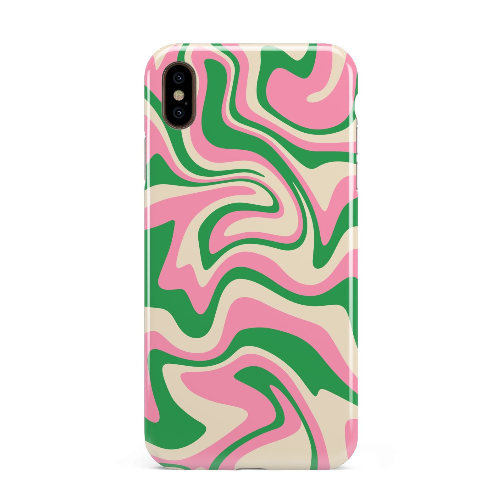 Pink And Green Swirl Apple iPhone Xs Max 3D Tough Case