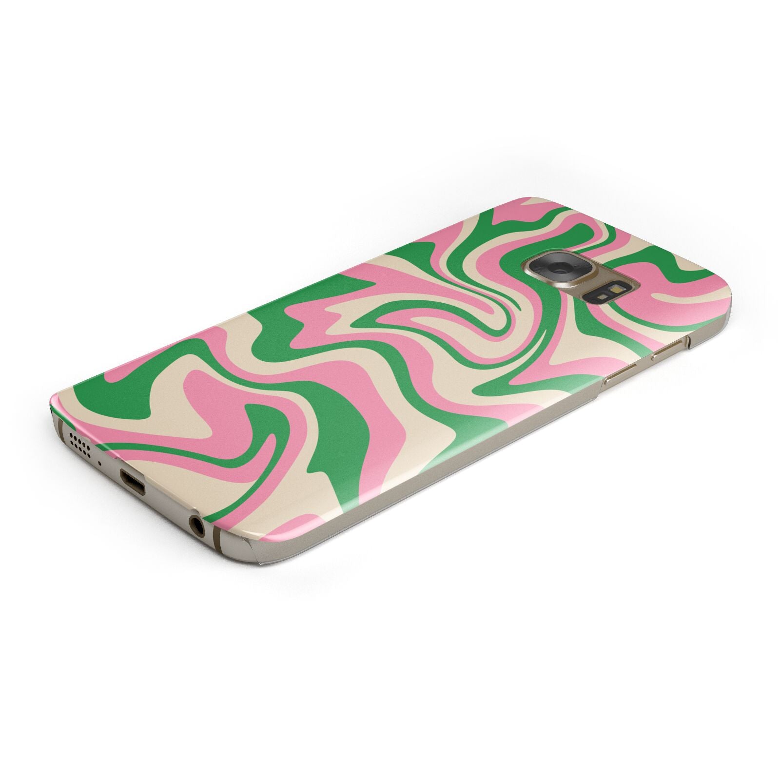 Pink And Green Swirl Protective Samsung Galaxy Case Angled Image