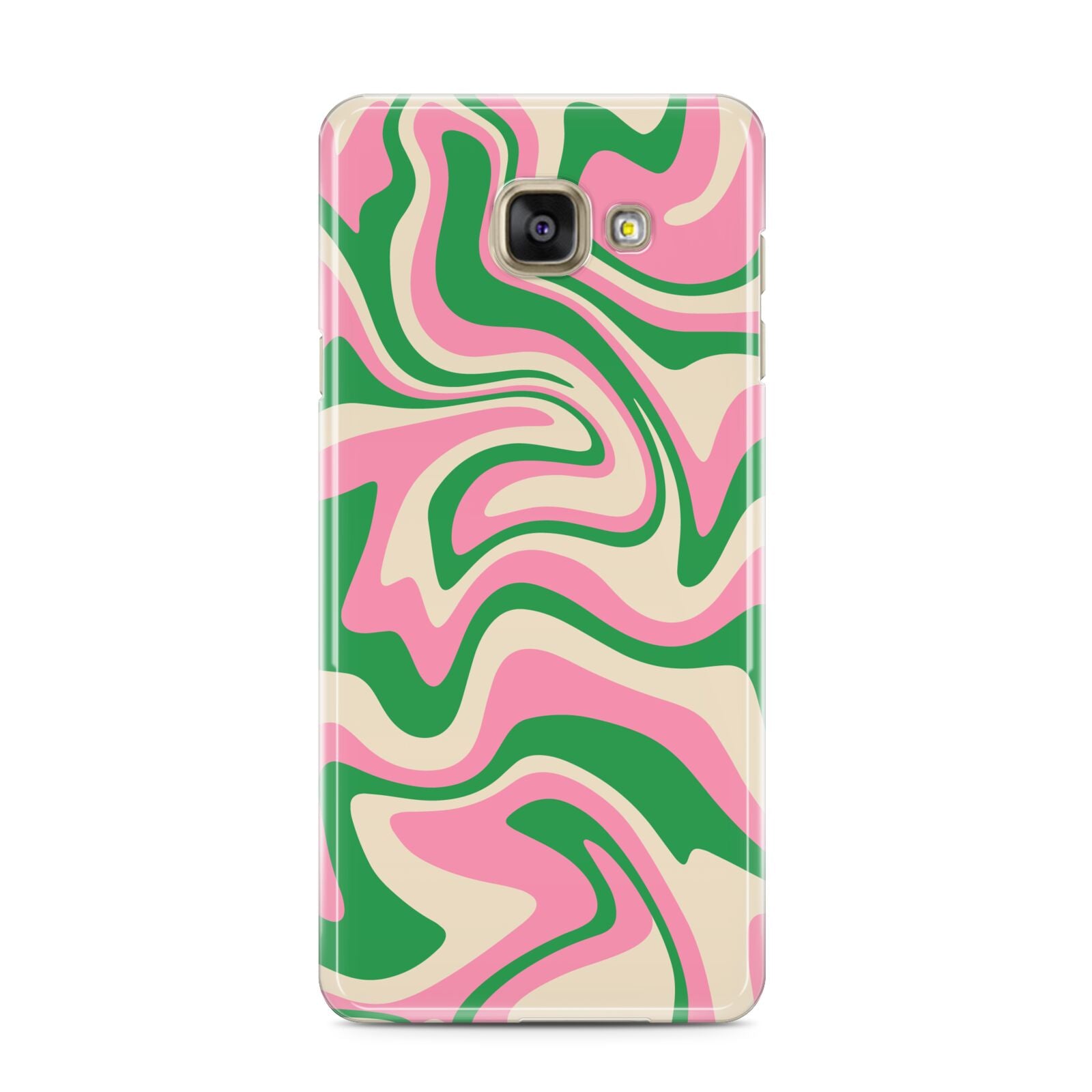 Pink And Green Swirl Samsung Galaxy A3 2016 Case on gold phone