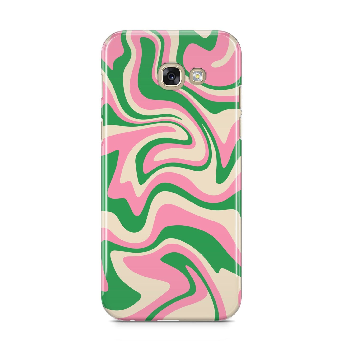 Pink And Green Swirl Samsung Galaxy A5 2017 Case on gold phone