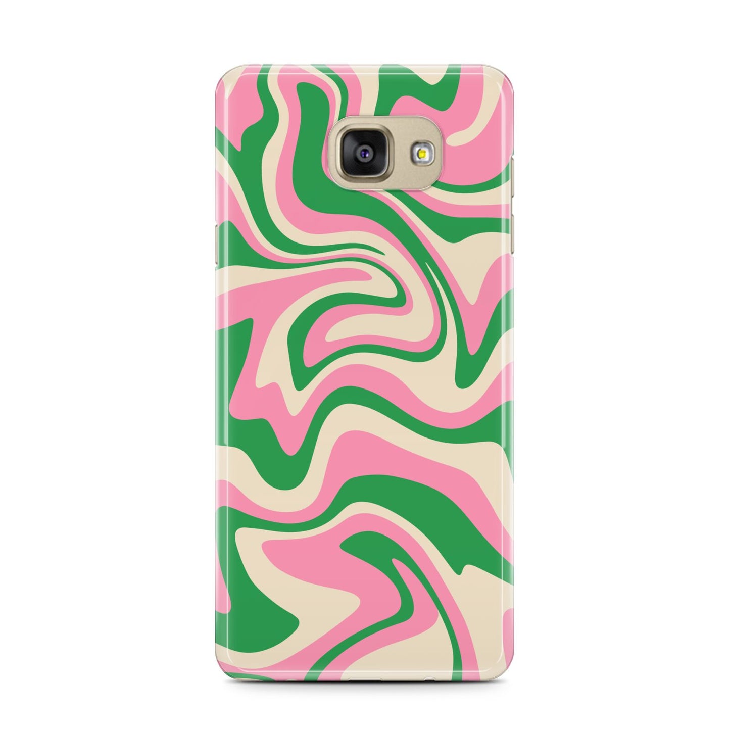 Pink And Green Swirl Samsung Galaxy A7 2016 Case on gold phone