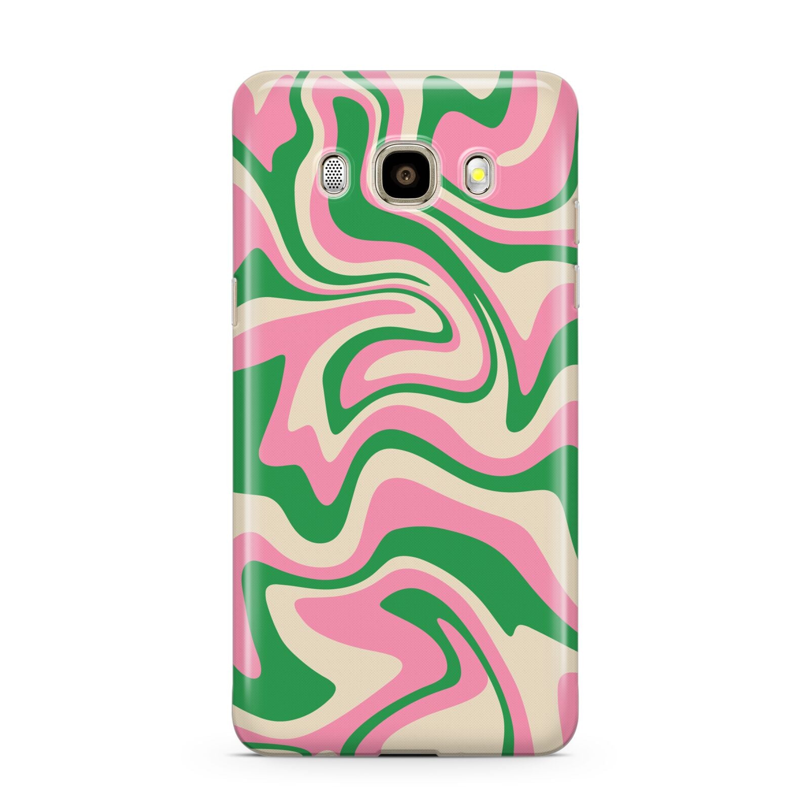 Pink And Green Swirl Samsung Galaxy J7 2016 Case on gold phone