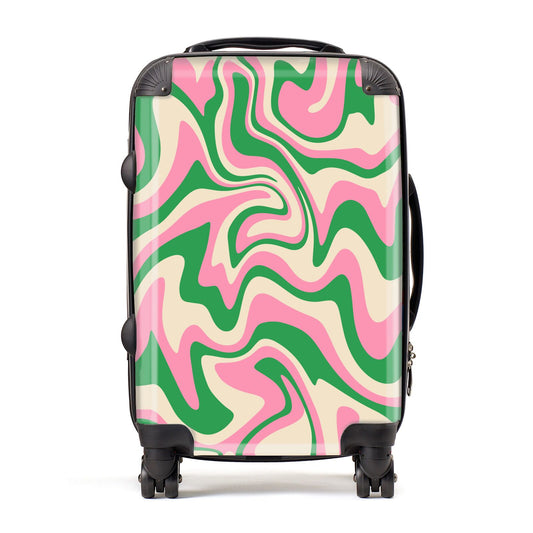 Pink And Green Swirl Suitcase