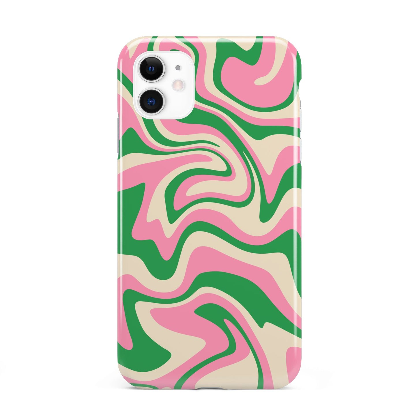 Pink And Green Swirl iPhone 11 3D Tough Case