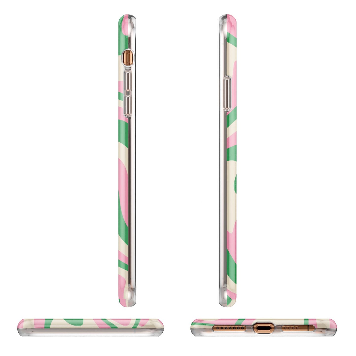 Pink And Green Swirl iPhone 11 Pro Max 3D Tough Case Angle Images