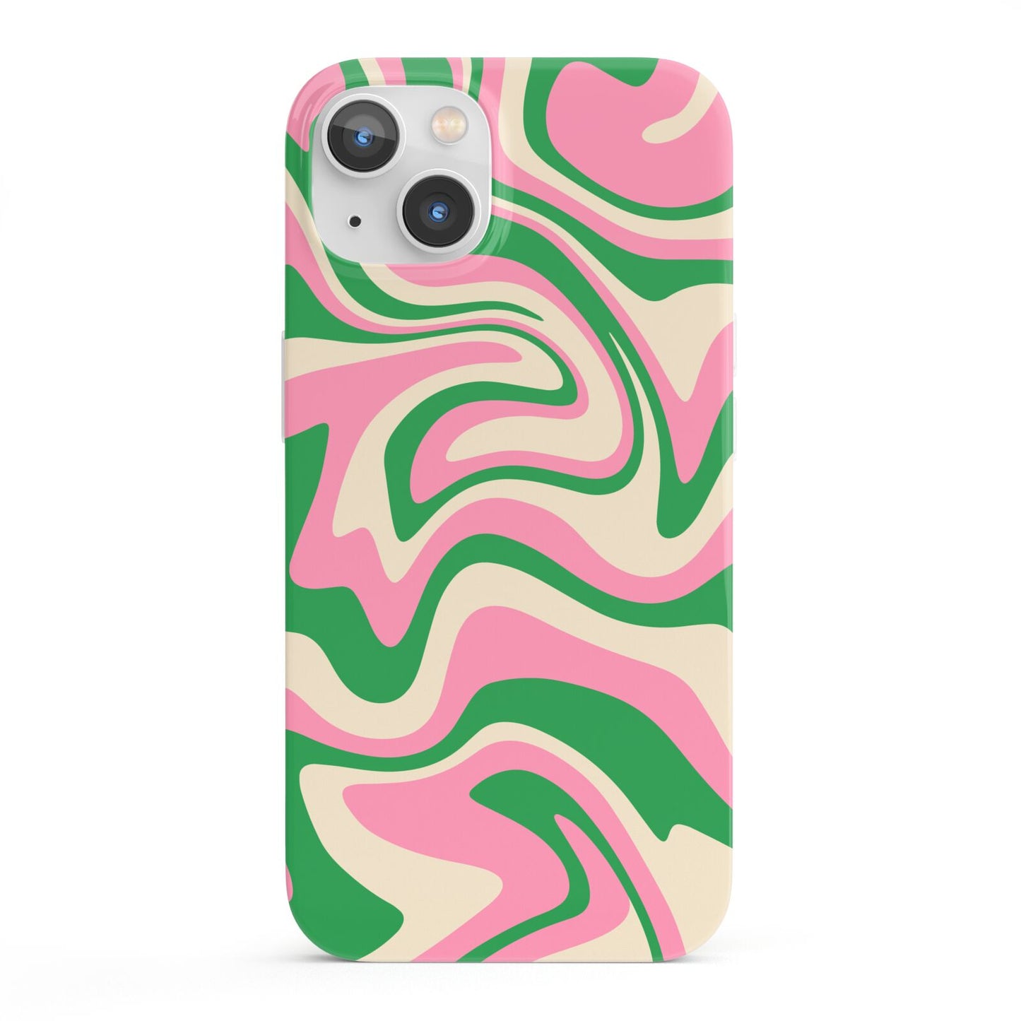 Pink And Green Swirl iPhone 13 Full Wrap 3D Snap Case