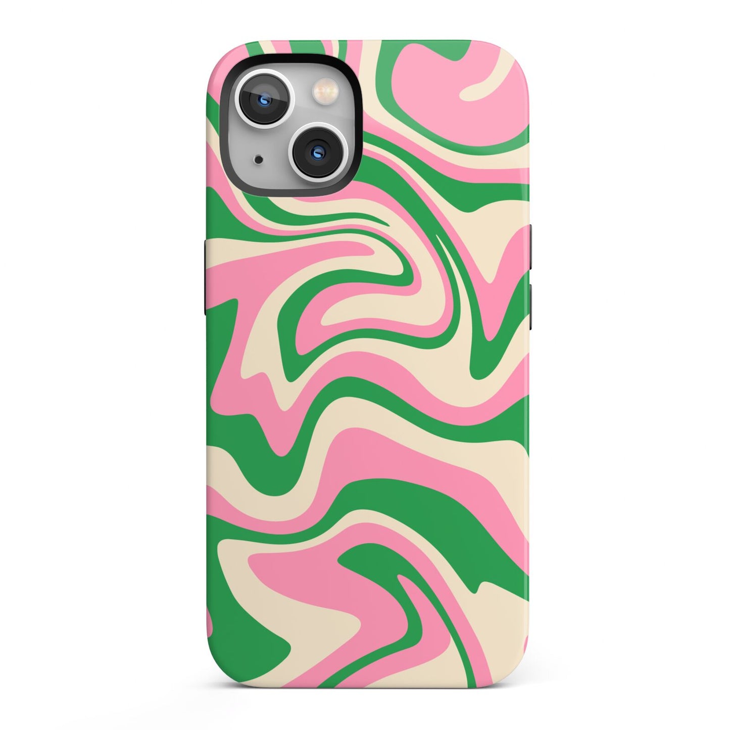 Pink And Green Swirl iPhone 13 Full Wrap 3D Tough Case