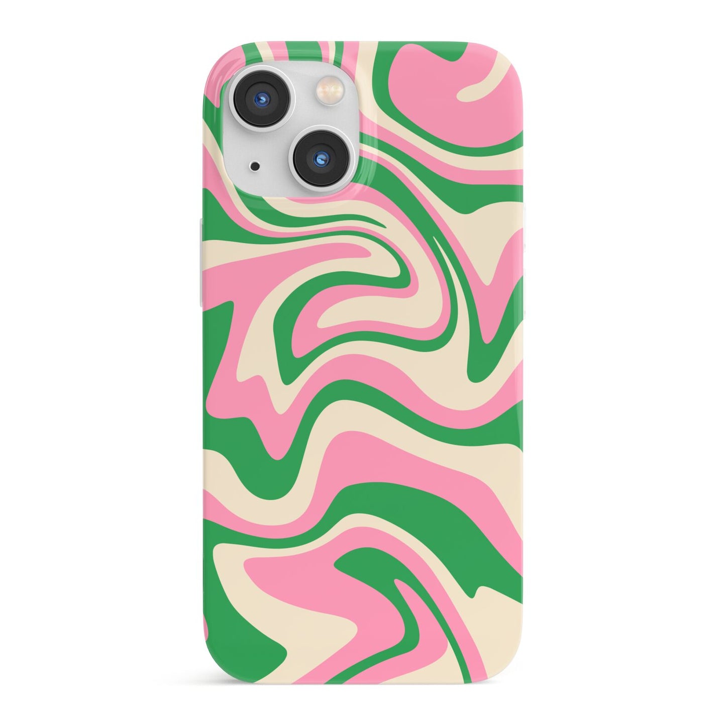 Pink And Green Swirl iPhone 13 Mini Full Wrap 3D Snap Case