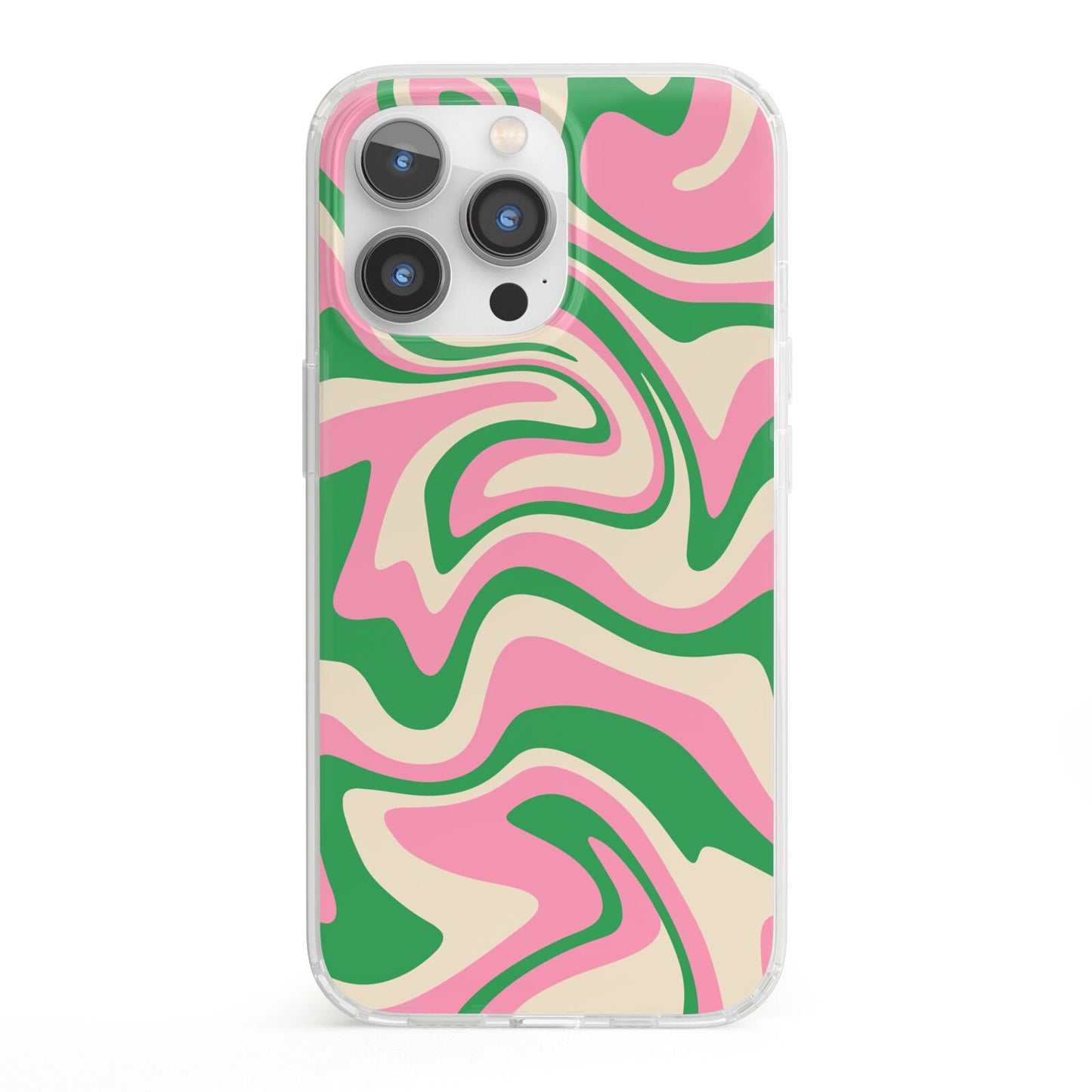 Pink And Green Swirl iPhone 13 Pro Clear Bumper Case