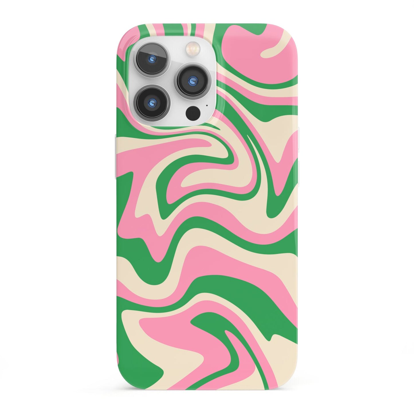 Pink And Green Swirl iPhone 13 Pro Full Wrap 3D Snap Case