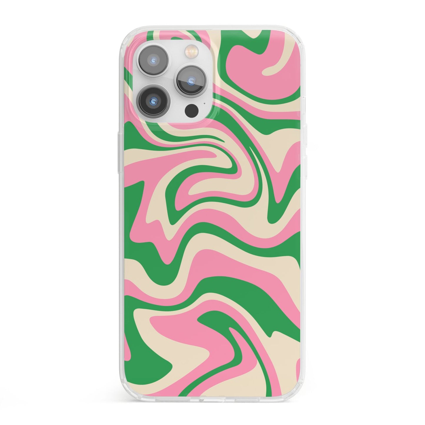 Pink And Green Swirl iPhone 13 Pro Max Clear Bumper Case