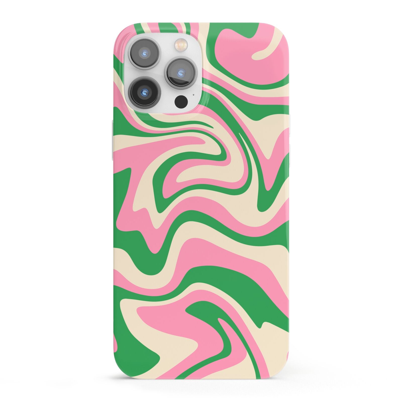 Pink And Green Swirl iPhone 13 Pro Max Full Wrap 3D Snap Case