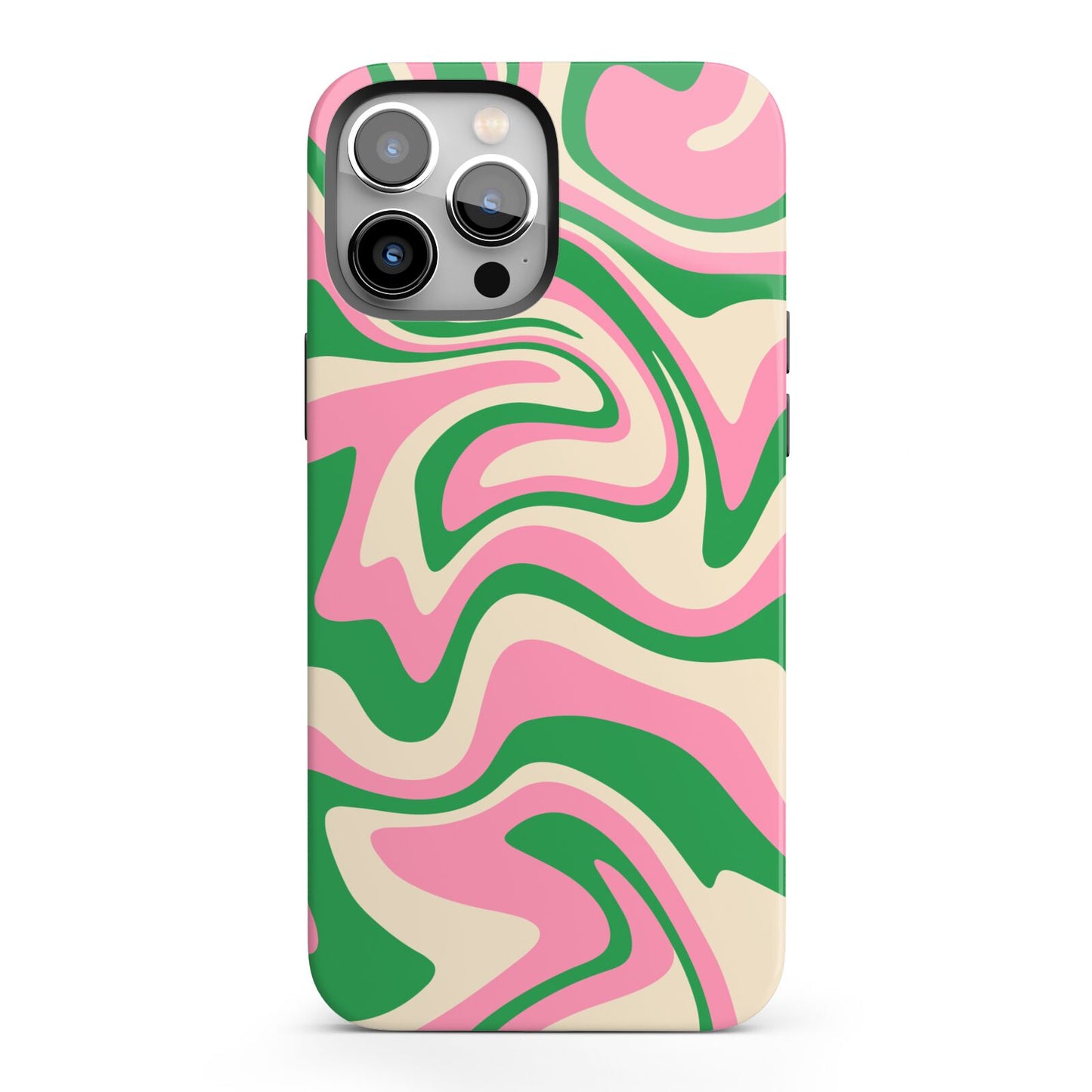 Pink And Green Swirl iPhone 13 Pro Max Full Wrap 3D Tough Case