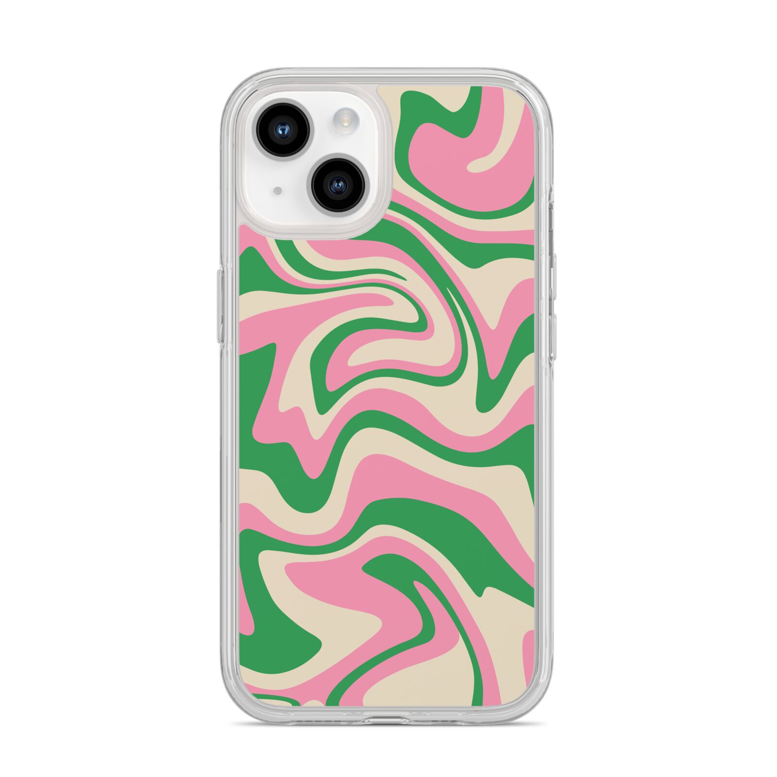 Pink And Green Swirl iPhone 14 Clear Tough Case Starlight