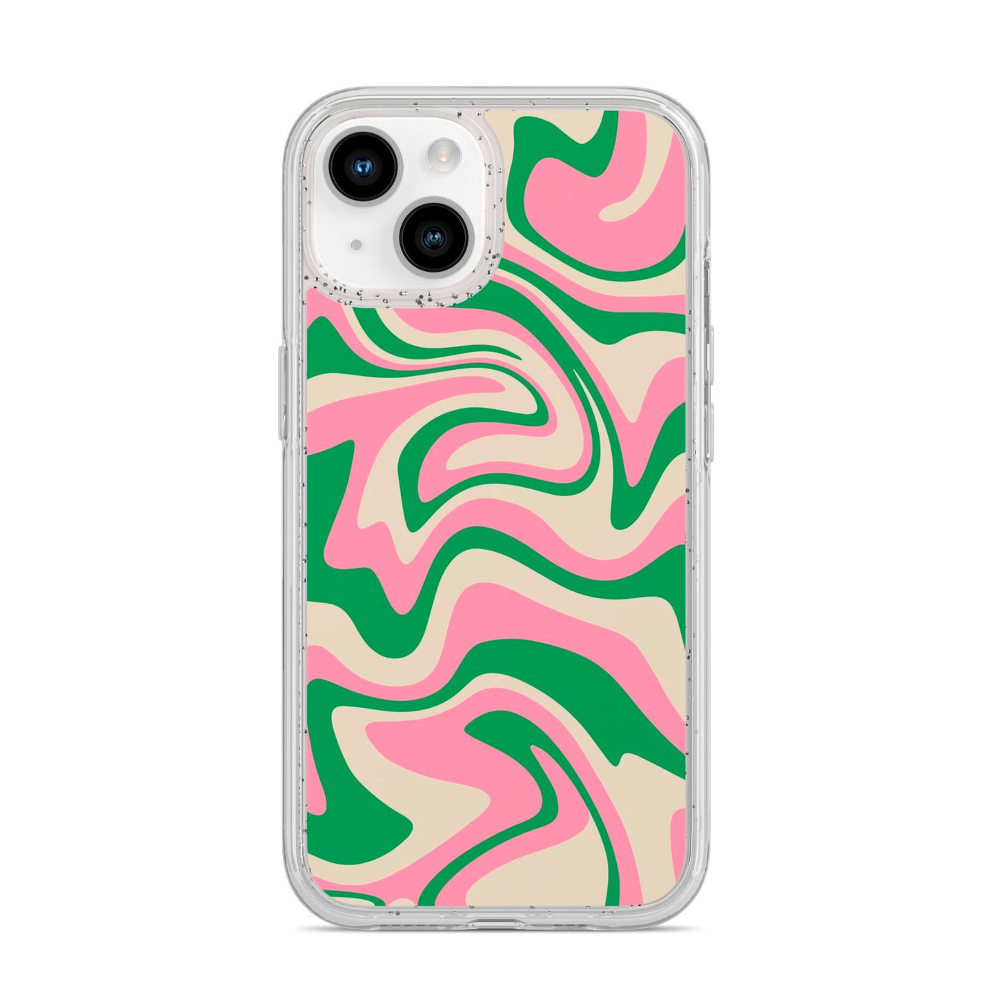 Pink And Green Swirl iPhone 14 Glitter Tough Case Starlight