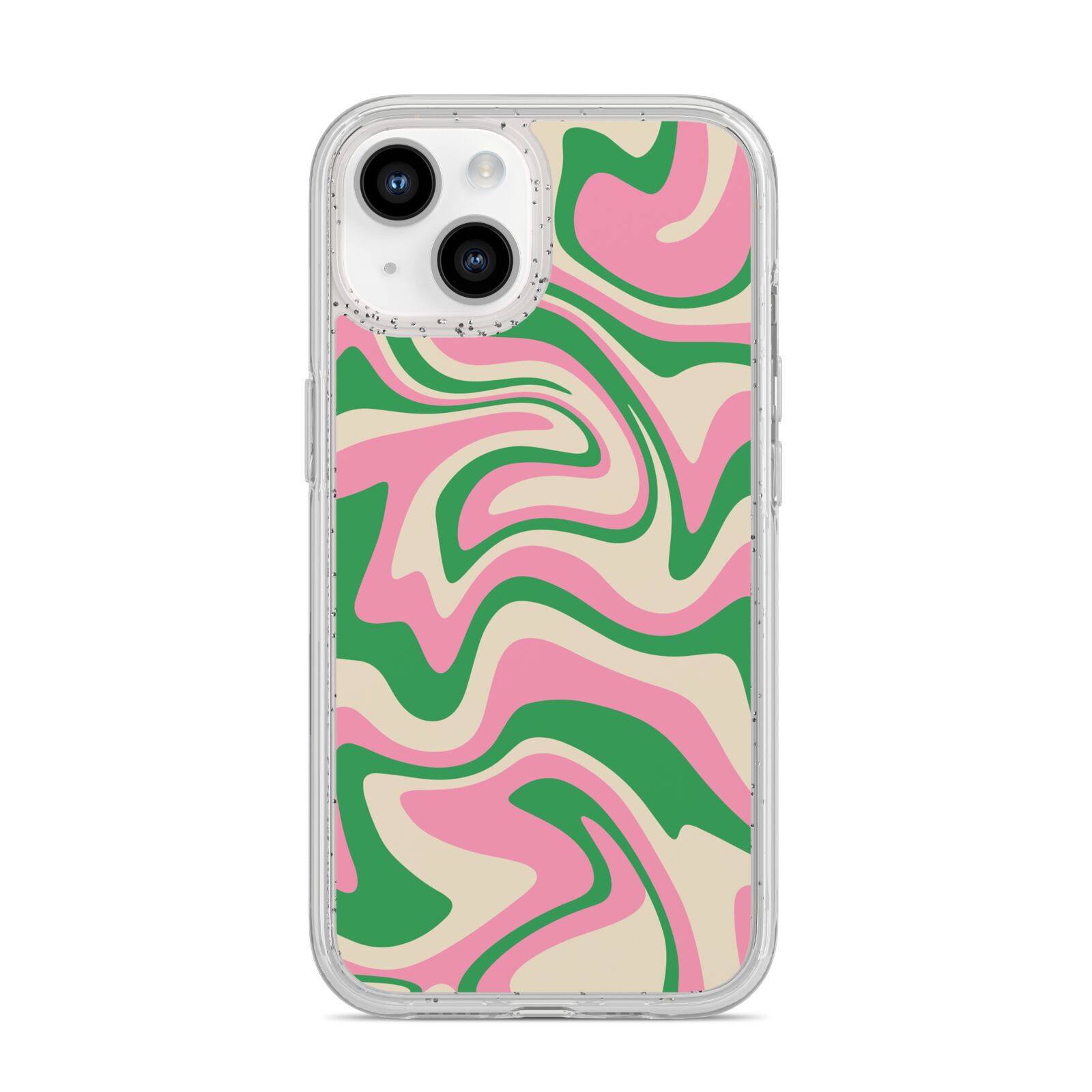 Pink And Green Swirl iPhone 14 Glitter Tough Case Starlight