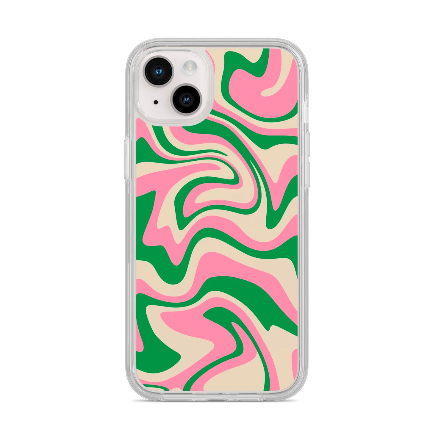 Pink And Green Swirl iPhone 14 Plus Clear Tough Case Starlight