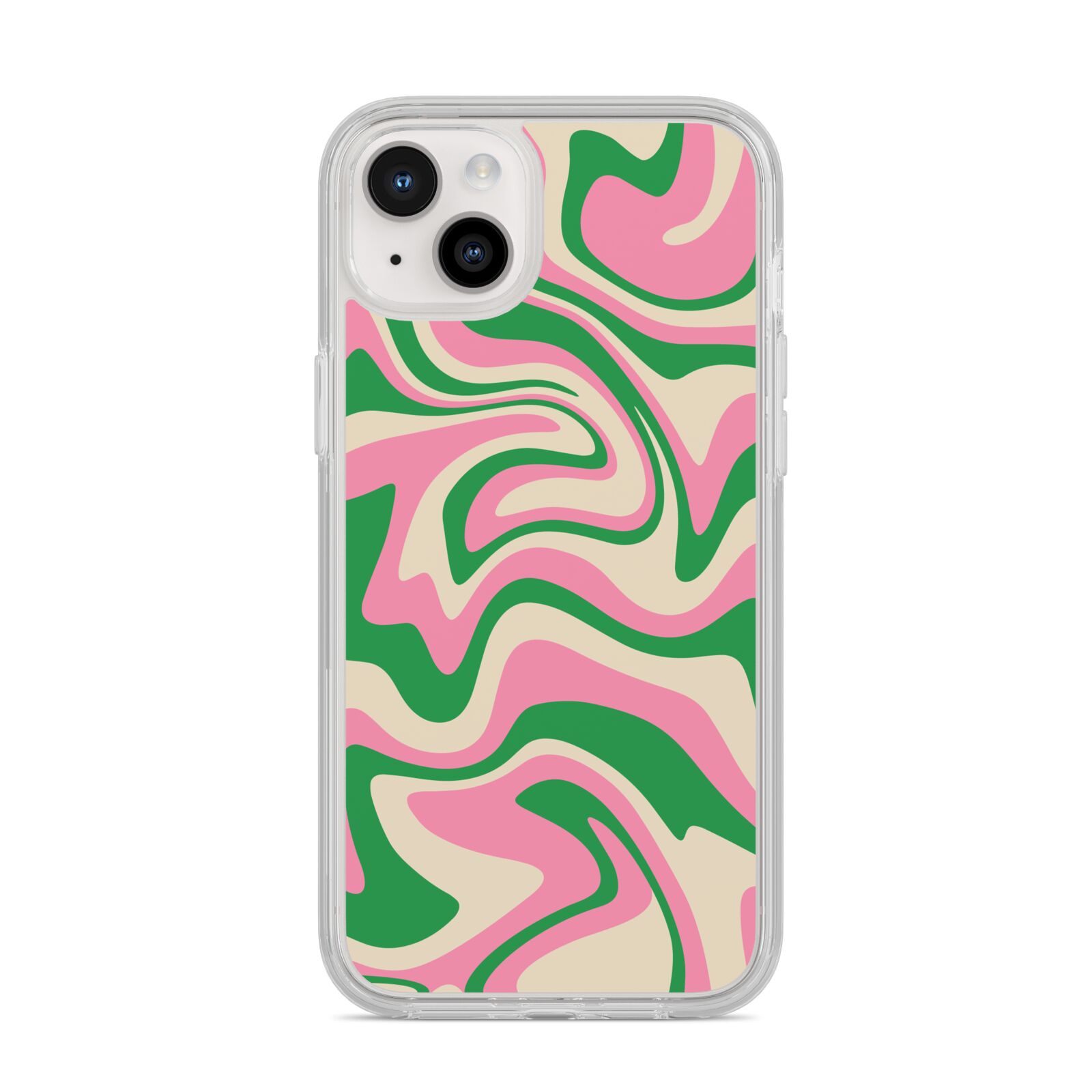 Pink And Green Swirl iPhone 14 Plus Clear Tough Case Starlight