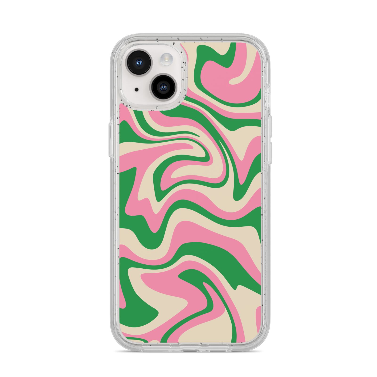 Pink And Green Swirl iPhone 14 Plus Glitter Tough Case Starlight