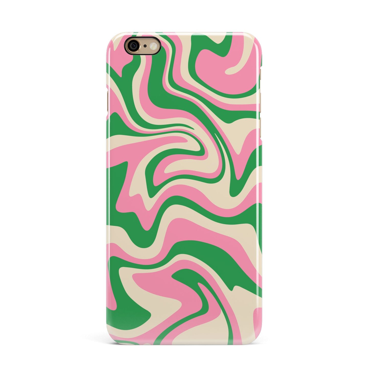 Pink And Green Swirl iPhone 6 Plus 3D Snap Case on Gold Phone