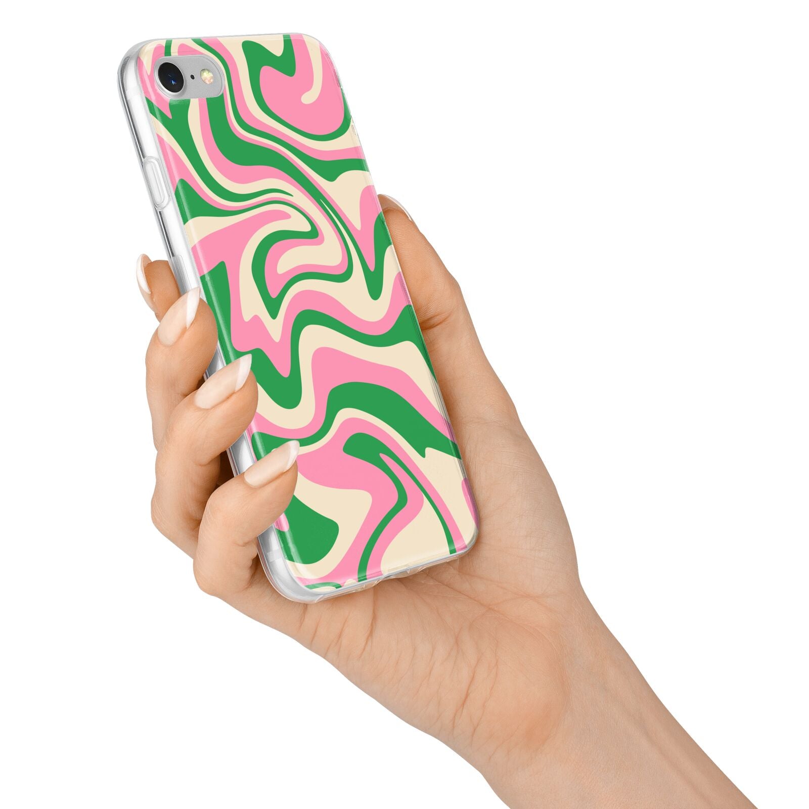 Pink And Green Swirl iPhone 7 Bumper Case on Silver iPhone Alternative Image