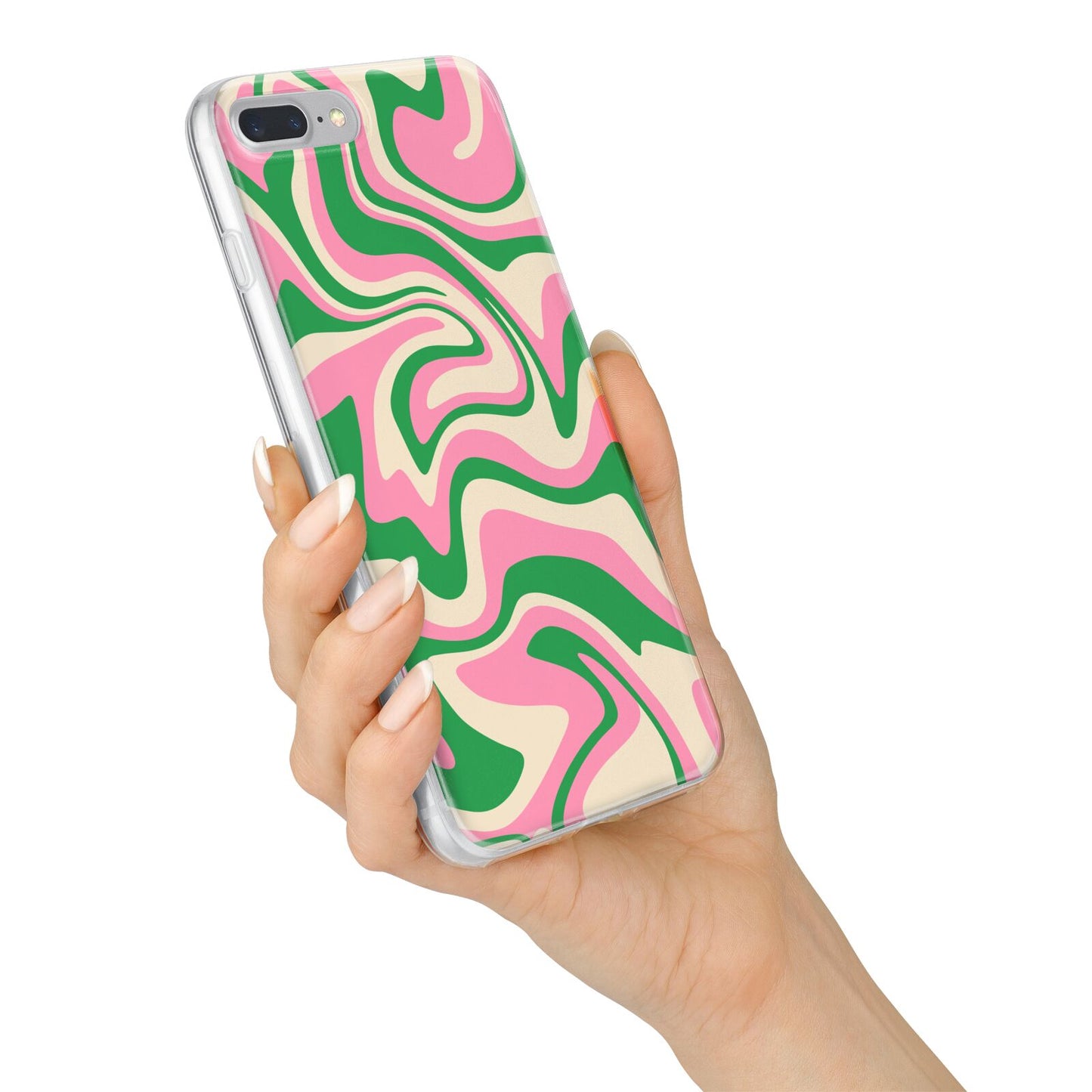 Pink And Green Swirl iPhone 7 Plus Bumper Case on Silver iPhone Alternative Image